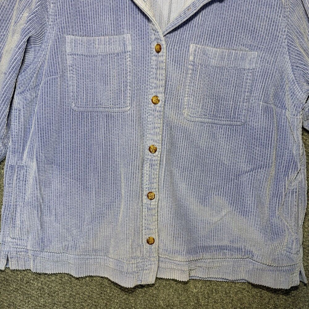 LL Bean Corduroy Shacket Jacket L blue Cabin core Cozy Soft Chore Shirt - Picture 2 of 12